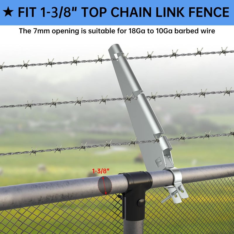 YanTuo 10 Pack Barbed Wire Arm for 1-3/8" Chain Link Fence, Galvanized Steel Fence Height Extender for Garden, for Outdoor Fences to Increase Height, Protect Privacy and Pets Jumping Off - Image 2